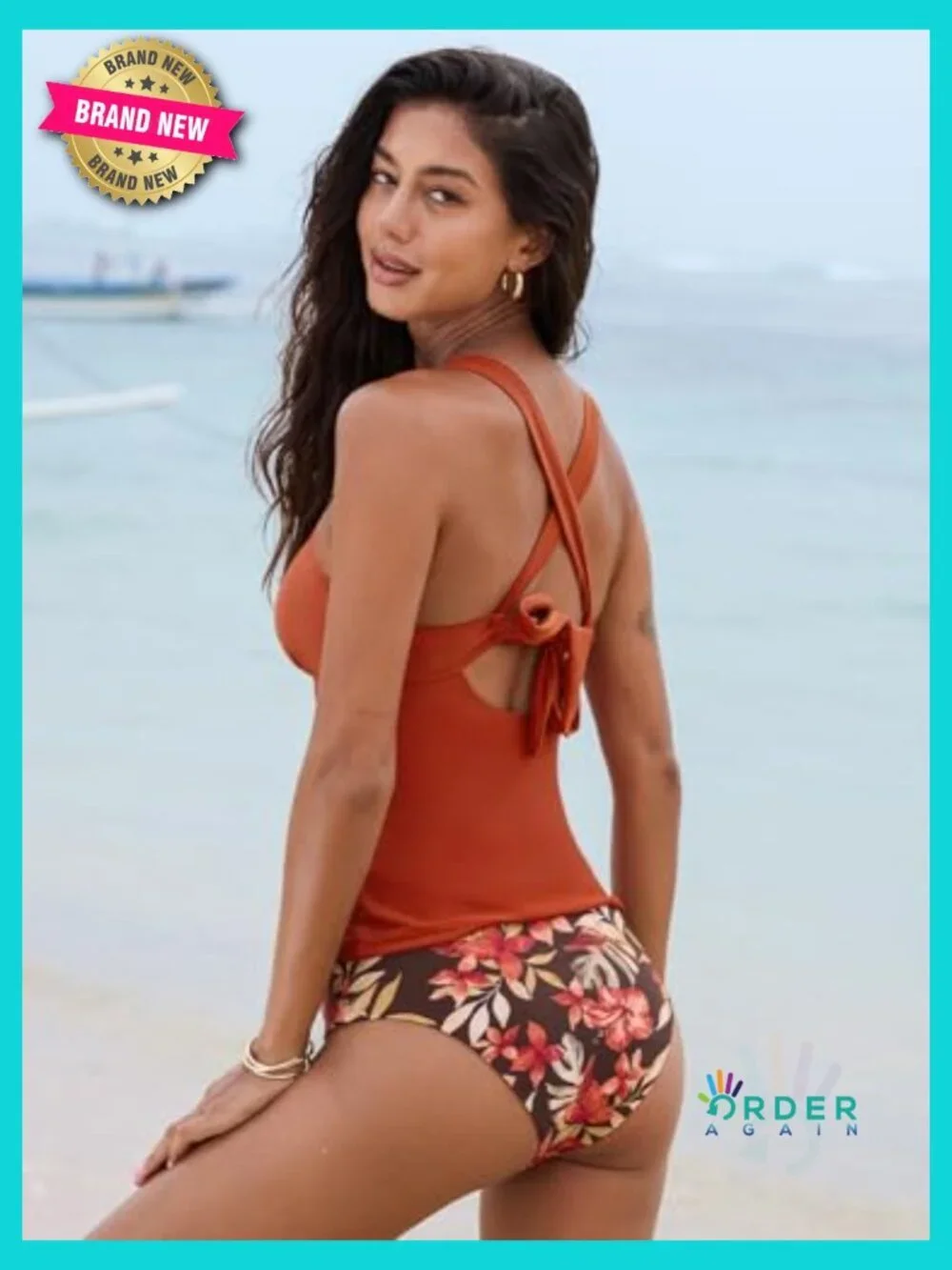 Women's Tankini Set Two Piece Swimsuit Ruched Tummy Control Crossback Tie